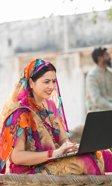 woman india laptop village