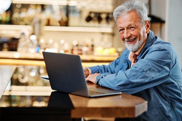 Older man at laptop