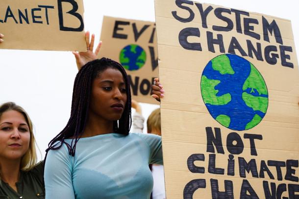women at a climate change protest